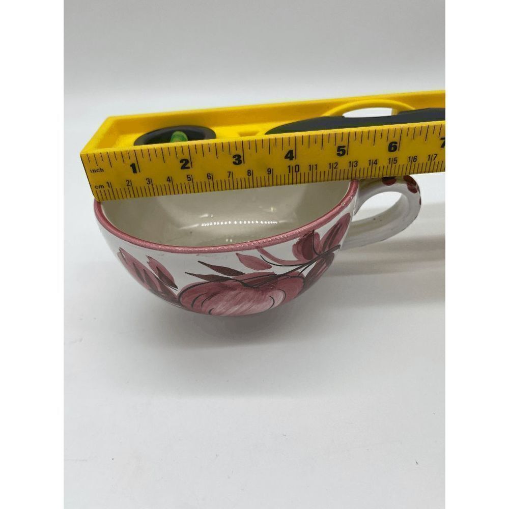 Ceramic Cup and Saucer Italian Pottery Hand Painted Large Cup Multicolored - Picture 3 of 6